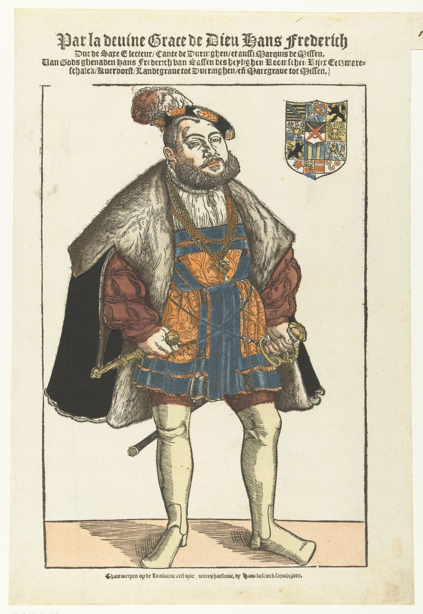 Porträt von Johann Friedrich von Sachsen von Cornelis Anthonisz. (manner of)