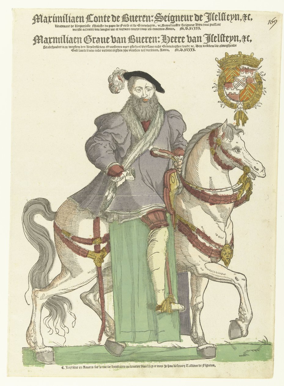 Porträt von Maximilian von Buren zu Pferd von Cornelis Anthonisz. (manner of)