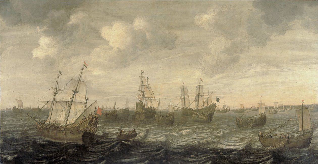 Die niederländische Heringsflotte unter Segeln von Cornelis Beelt