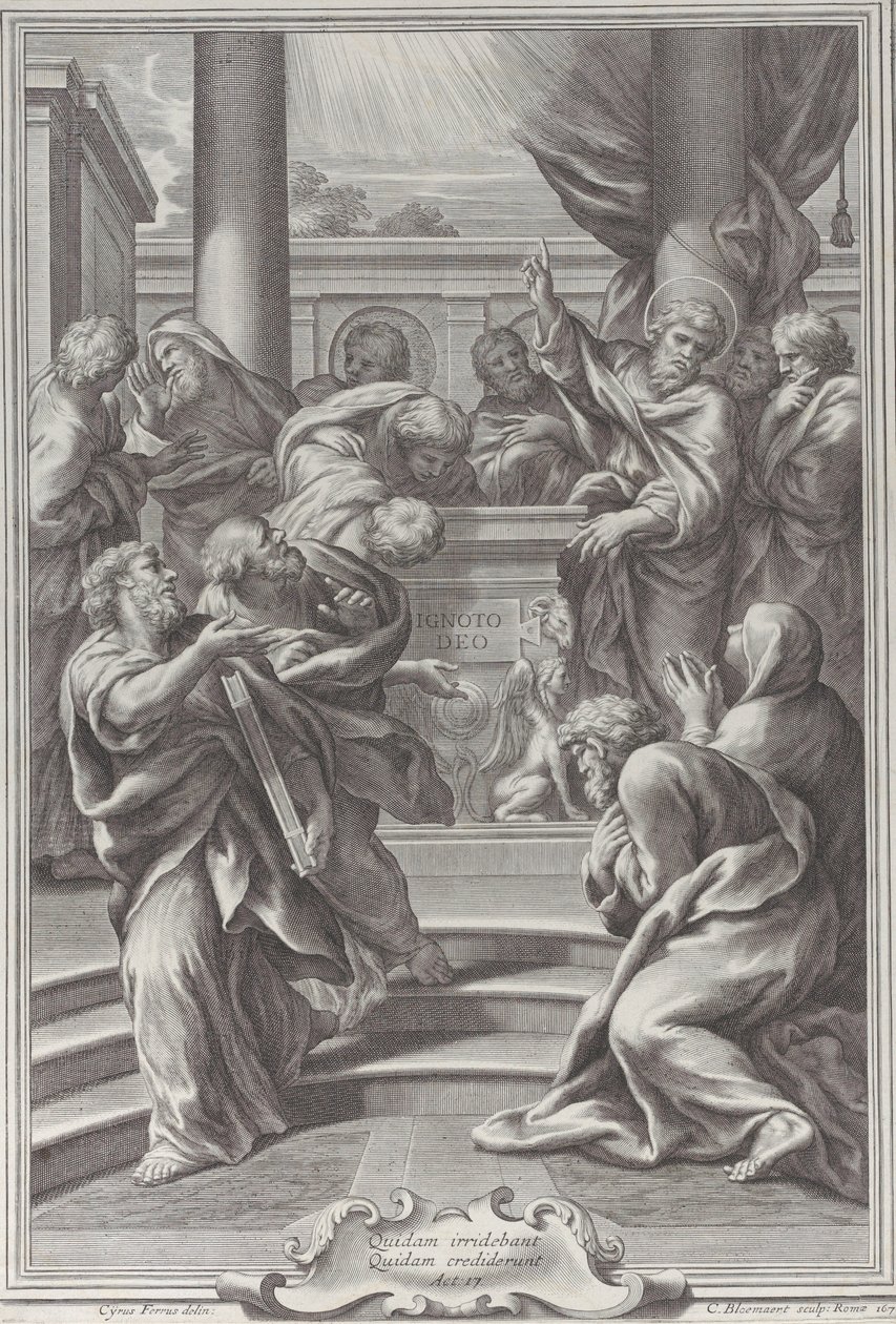 Der heilige Paulus predigt in Athen, 1679 von Cornelis Bloemaert