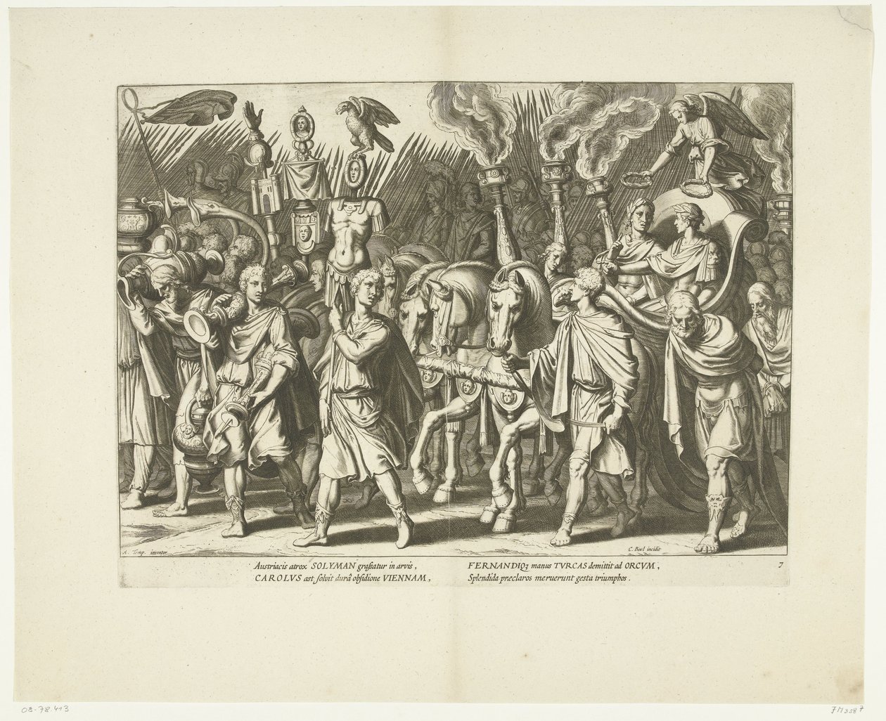 Triumphwagen von Karl V. und Ferdinand nach der Befreiung Wiens von den Türken, ca. 1532 von Cornelis Boel