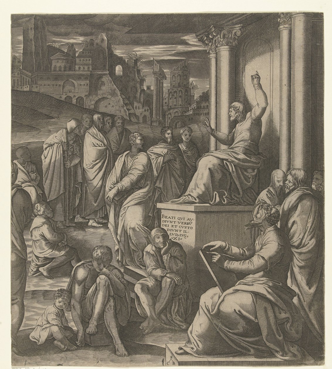 Christus predigt vor dem Volk von Cornelis Bos (possibly)