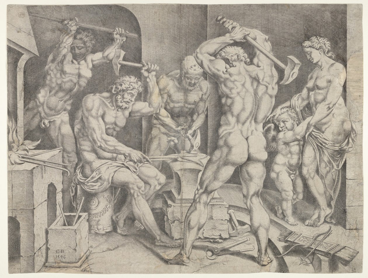 Die Schmiede des Vulkan, 1546 von Cornelis Bos