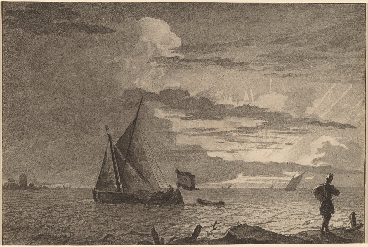 Fischer mit Pack auf der Schulter, 1779, veröffentlicht 1781 von Cornelis Brouwer