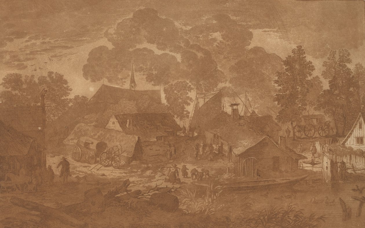 Dorf mit Teich, ca. 1782 von Cornelis Brouwer