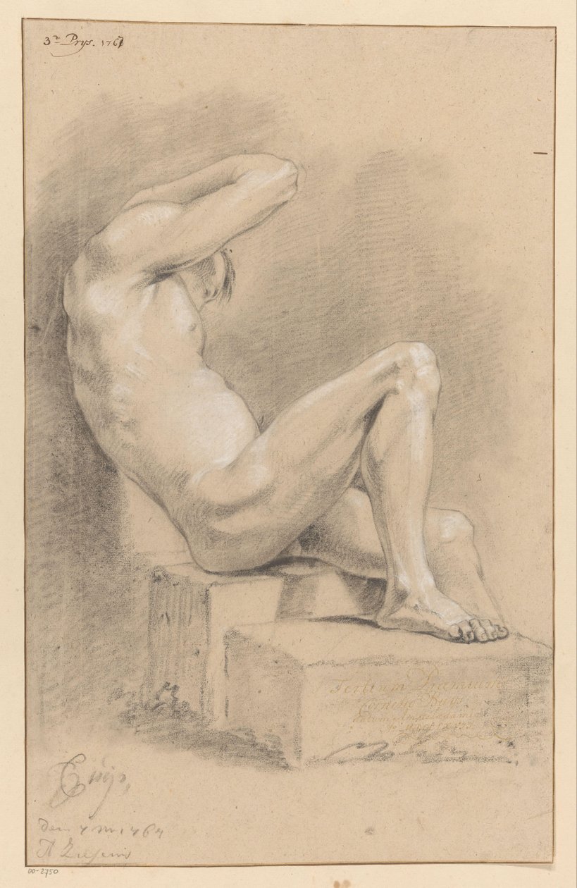 Sitzender männlicher Akt, von der Seite gesehen (3. Preis 1767) von Cornelis Buys