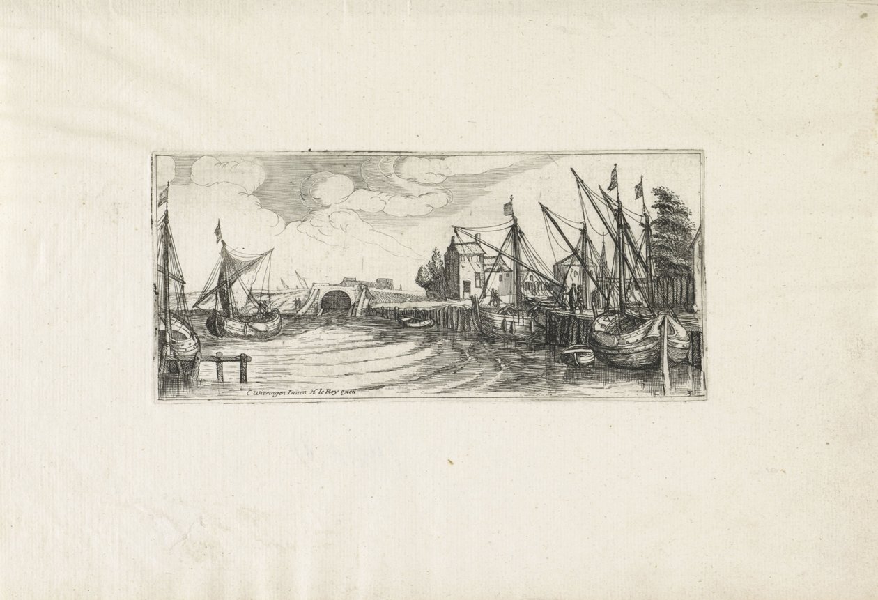 Ansicht eines Hafens mit Schleuse Landschaften (Serientitel) von Cornelis Claesz van Wieringen (possibly)