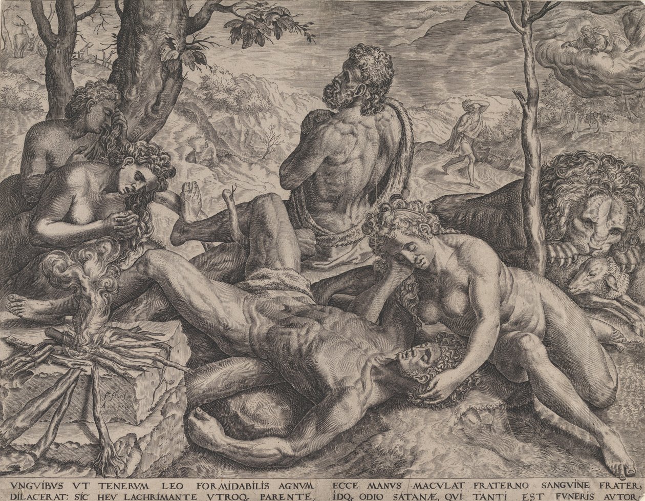 Adam und Eva beklagen den Tod Abels, 1564 von Cornelis Cort
