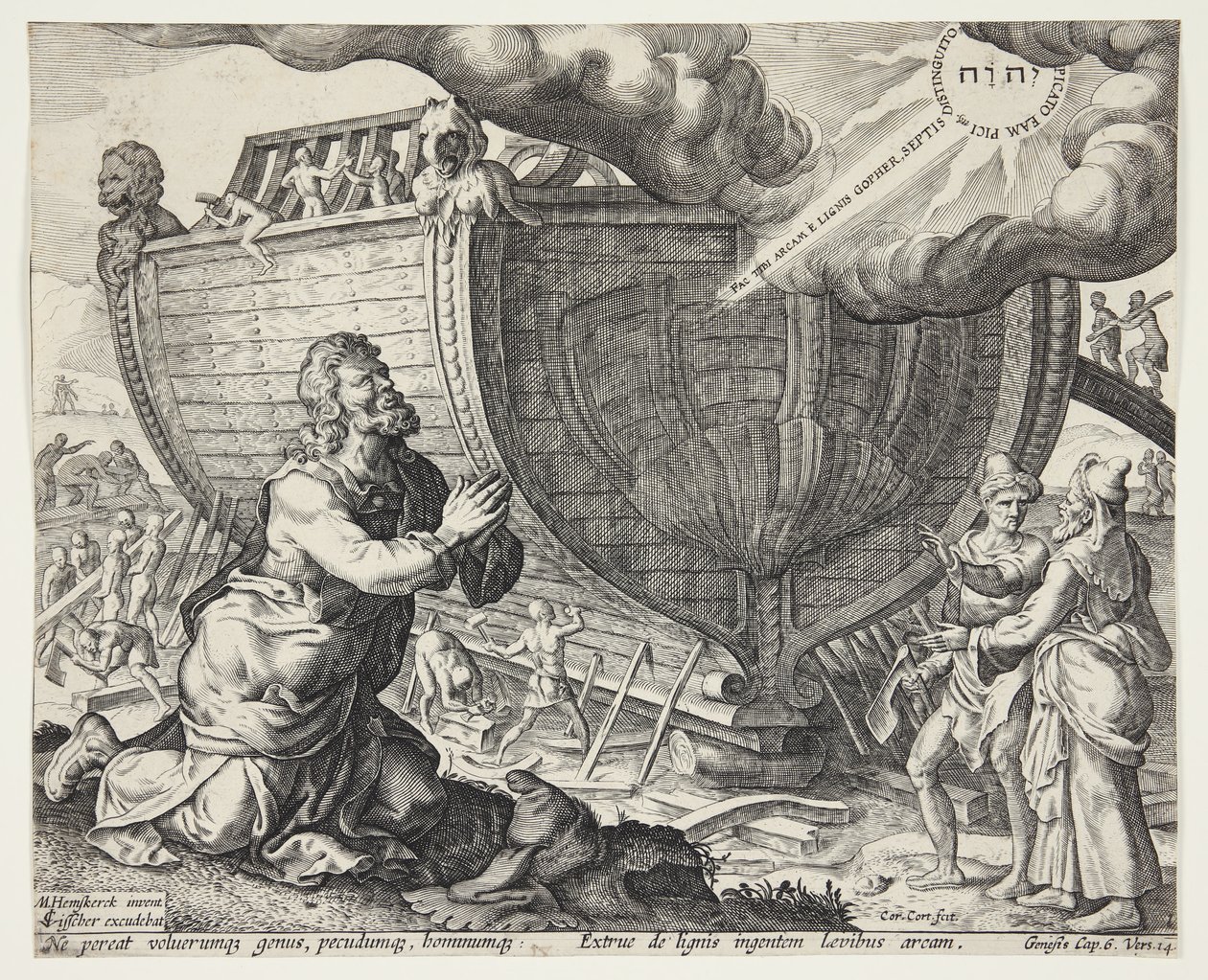 Gott weist Noah an, die Arche zu bauen von Cornelis Cort