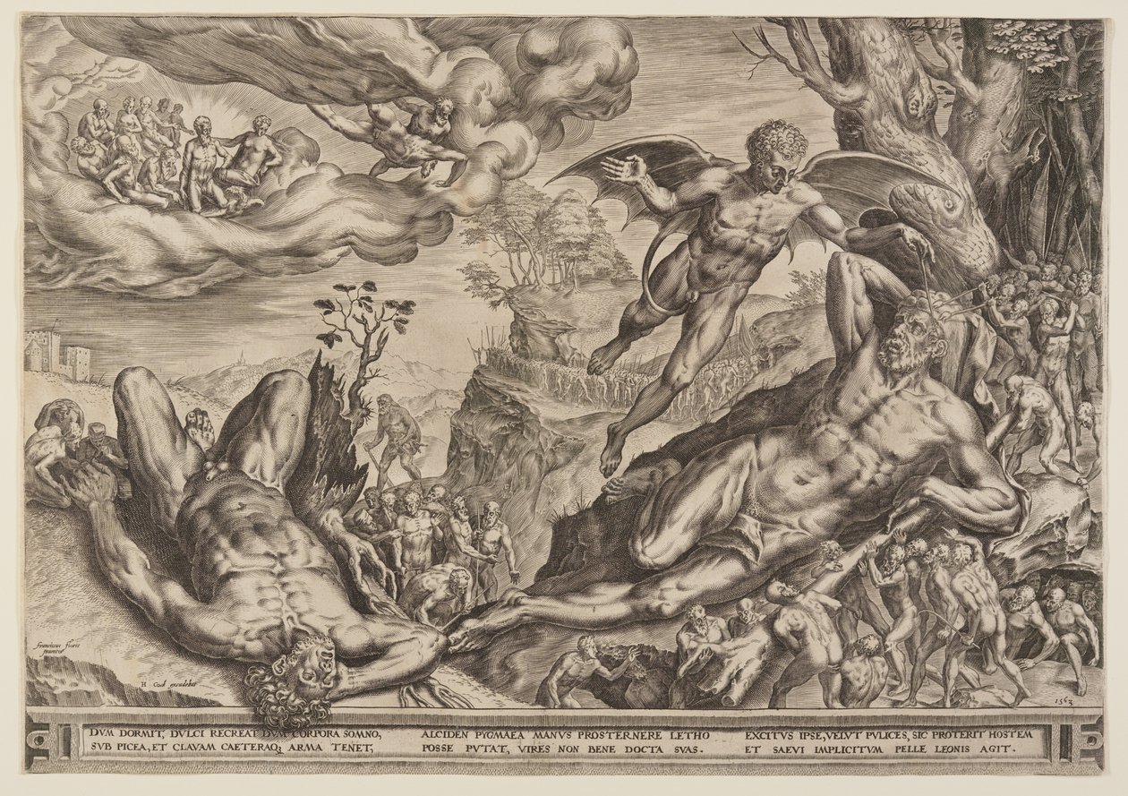 Herkules von Pygmäen belagert von Cornelis Cort