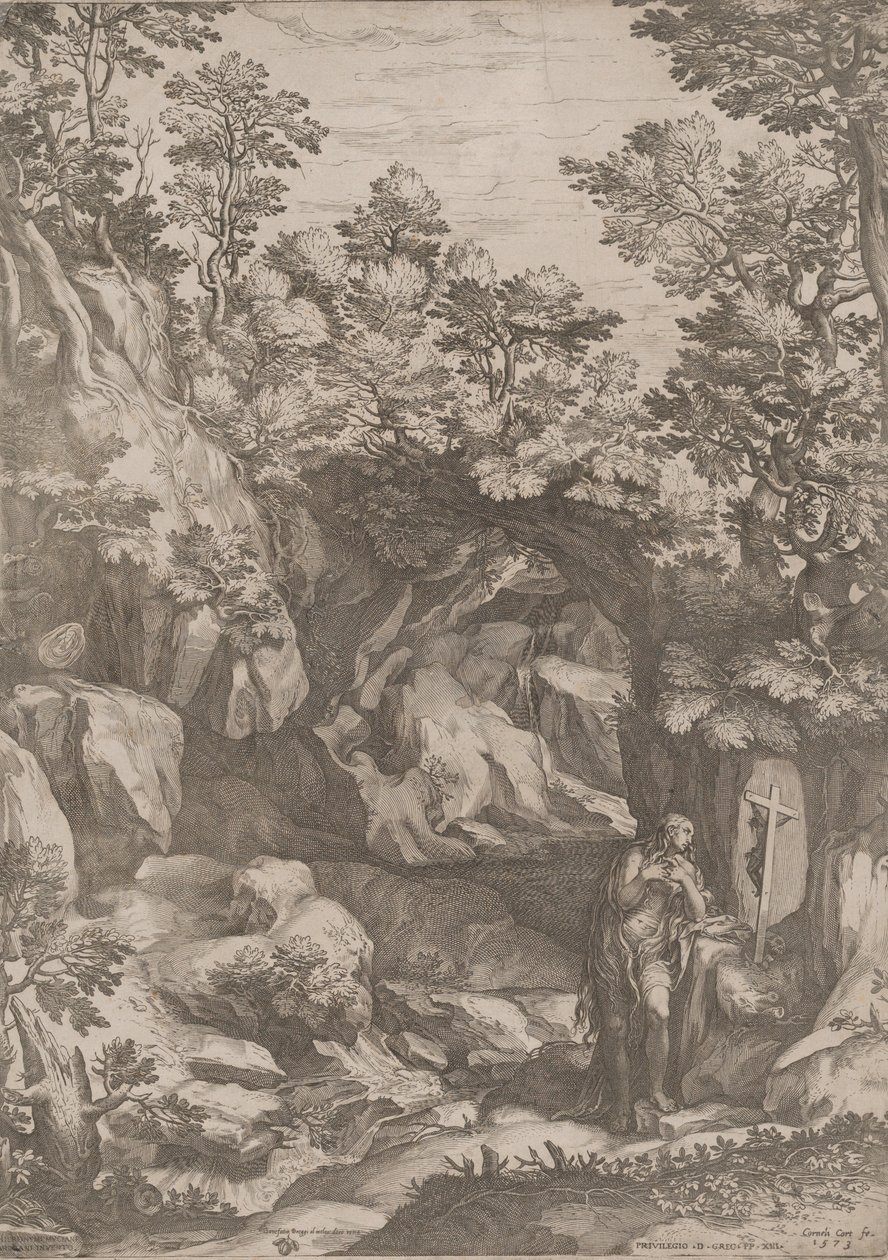 Die reuige Maria Magdalena in der Wildnis von Cornelis Cort