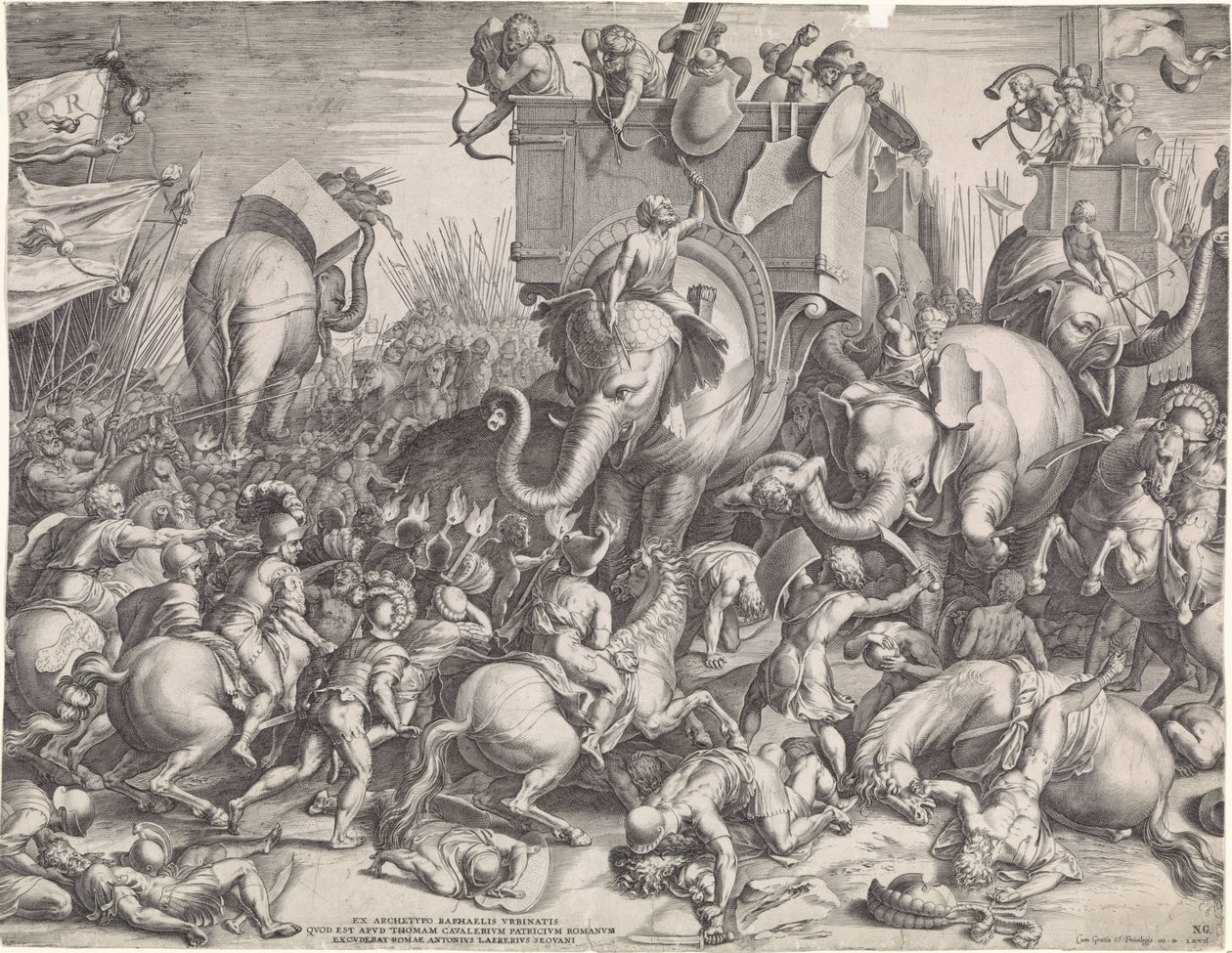 Schlacht bei Zama zwischen Scipio und Hannibal von Cornelis Cort