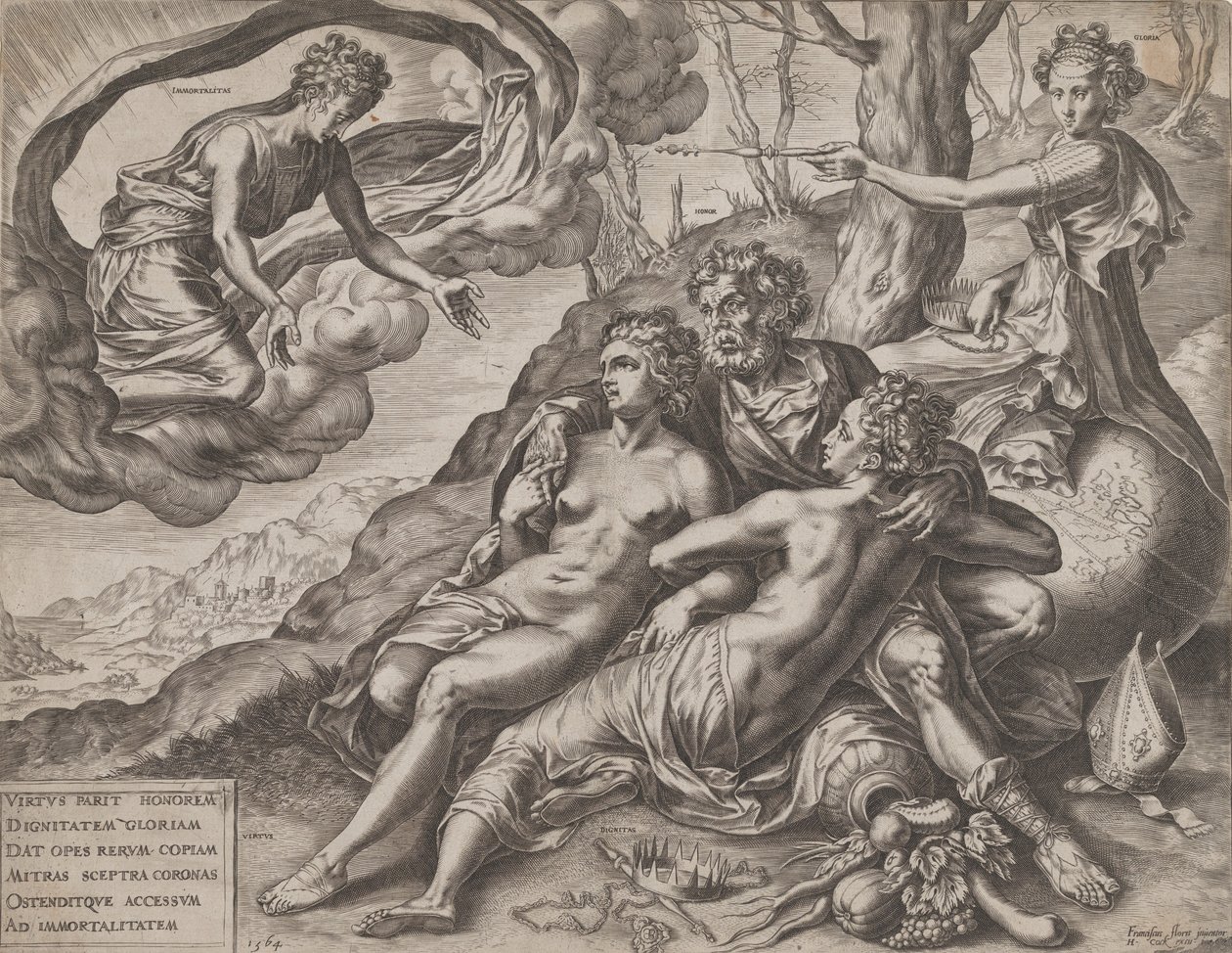 Die unsterblichen Belohnungen der Tugend, 1564 von Cornelis Cort