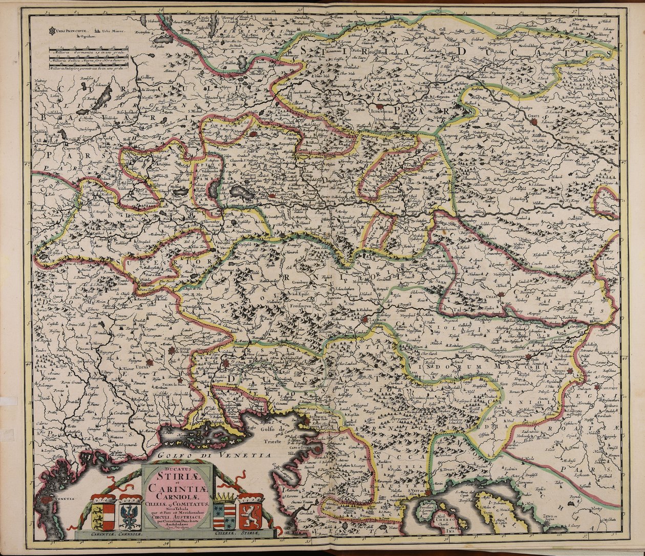 Ducatus Stiriae et Carintiae Carniolae Cilleiae que comitatus nova tabula que et pars est meridionalior circuli Austriaci von Cornelis Danckerts