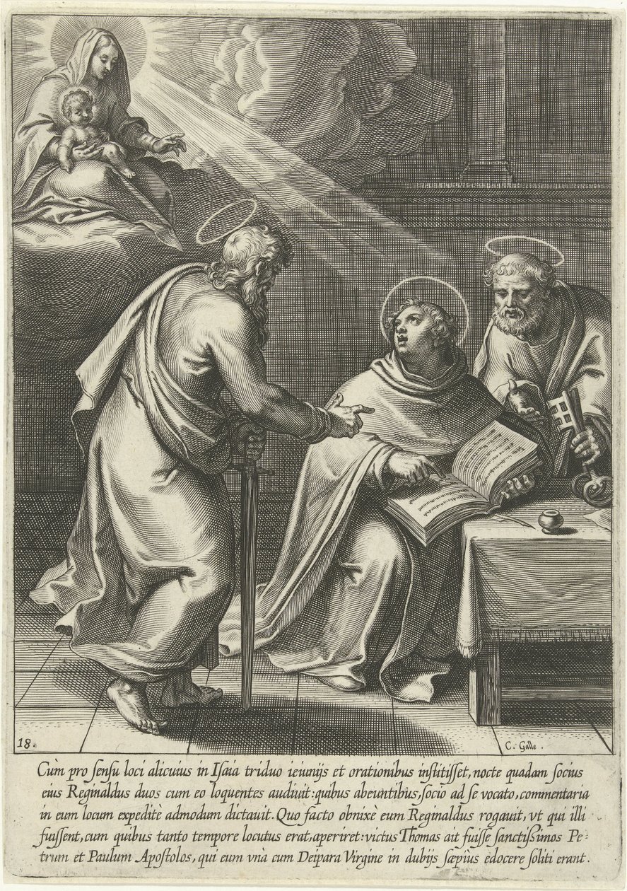 Thomas wird von Petrus und Paulus unterrichtet von Cornelis Galle (I)