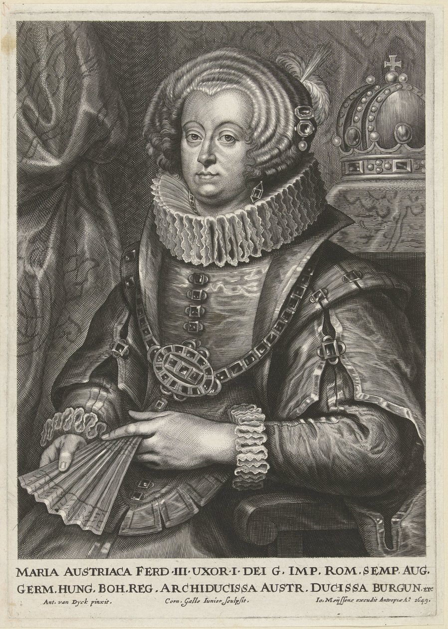 Porträt von Maria Anna von Österreich, Frau von Kaiser Ferdinand III von Cornelis Galle (II)