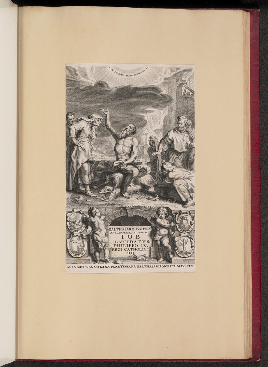 Titelseite für Balthasar Cordier, Iob Elvcidatvs von Cornelis Galle II after Abraham van Diepenbeeck