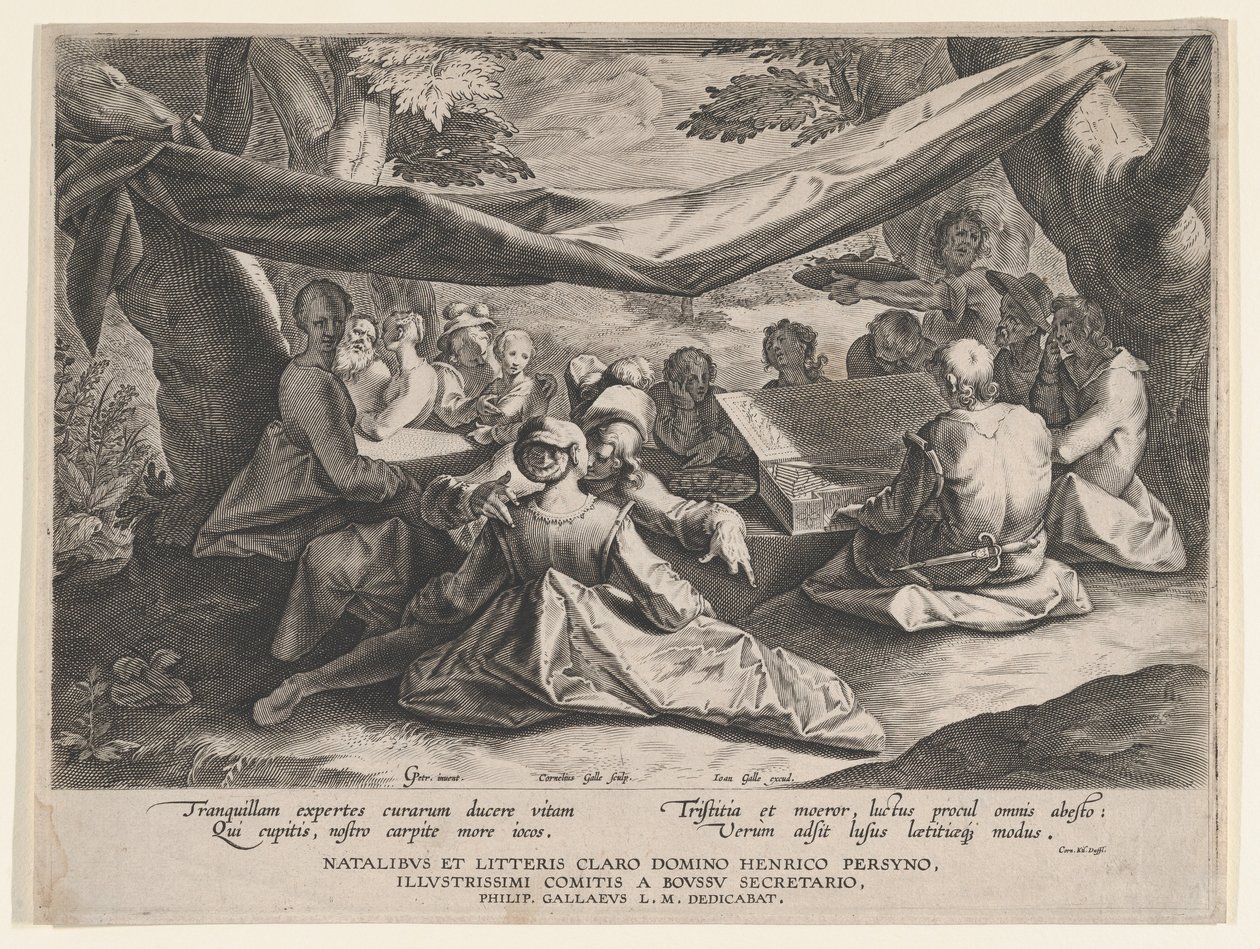 Musikalische Gesellschaft im Freien von Cornelis Galle I