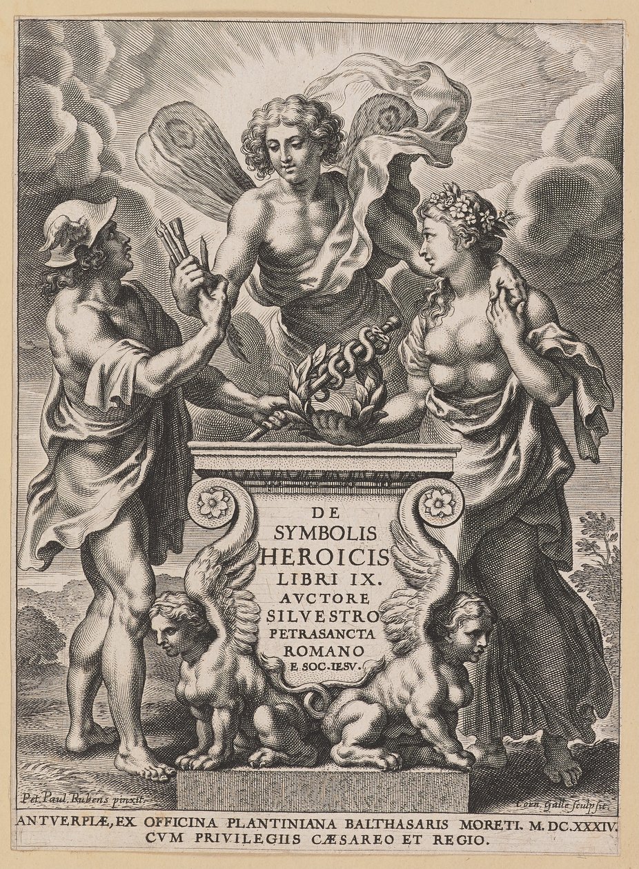 Titelseite für Silvester Pietrasanta, De Symbolis Heroicis von Cornelis Galle I after Sir Peter Paul Rubens