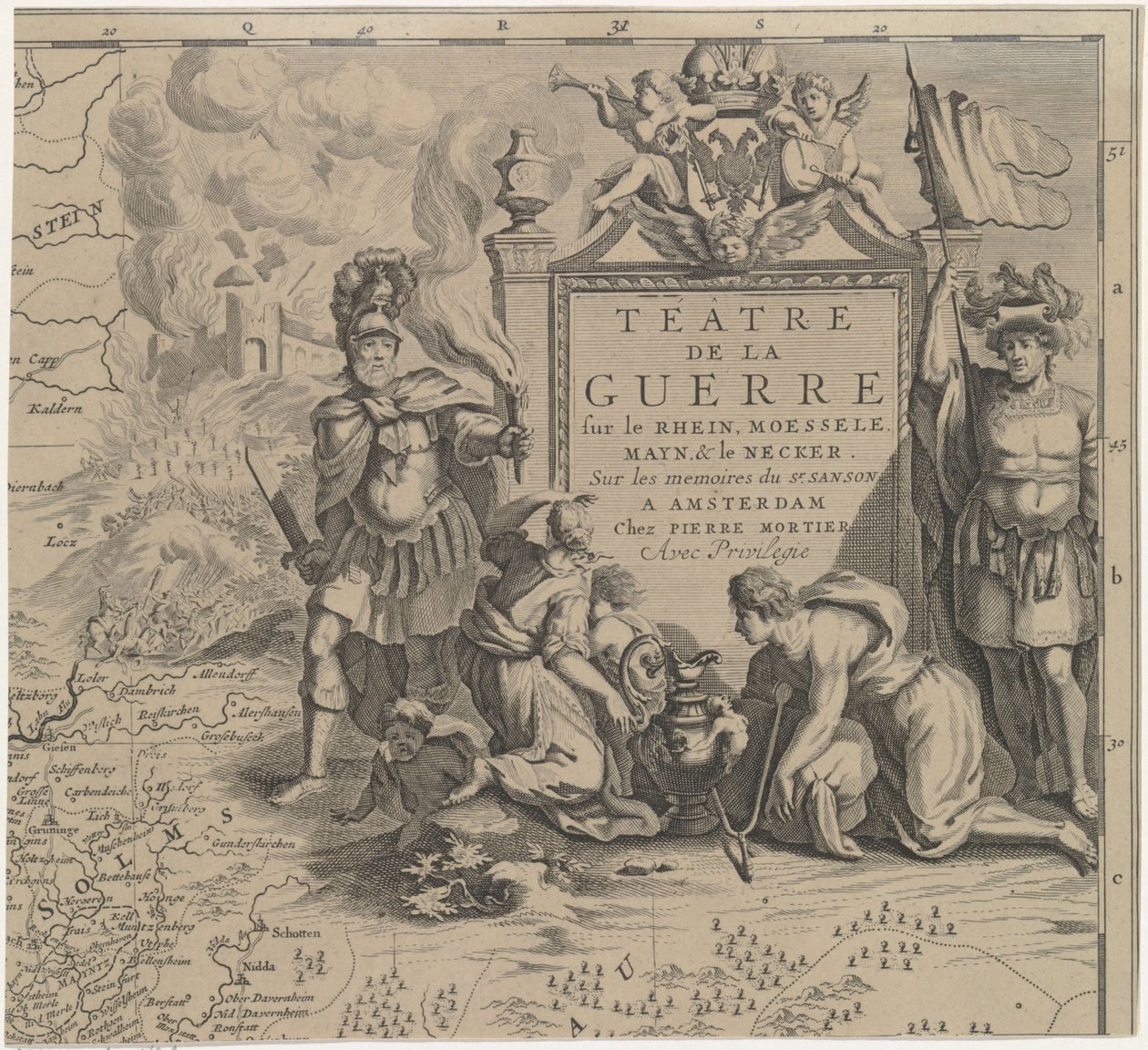 Karte der Region Solms zwischen Marburg und Frankfurt am Main in Deutschland (Blatt rechts oben) von Cornelis Huyberts