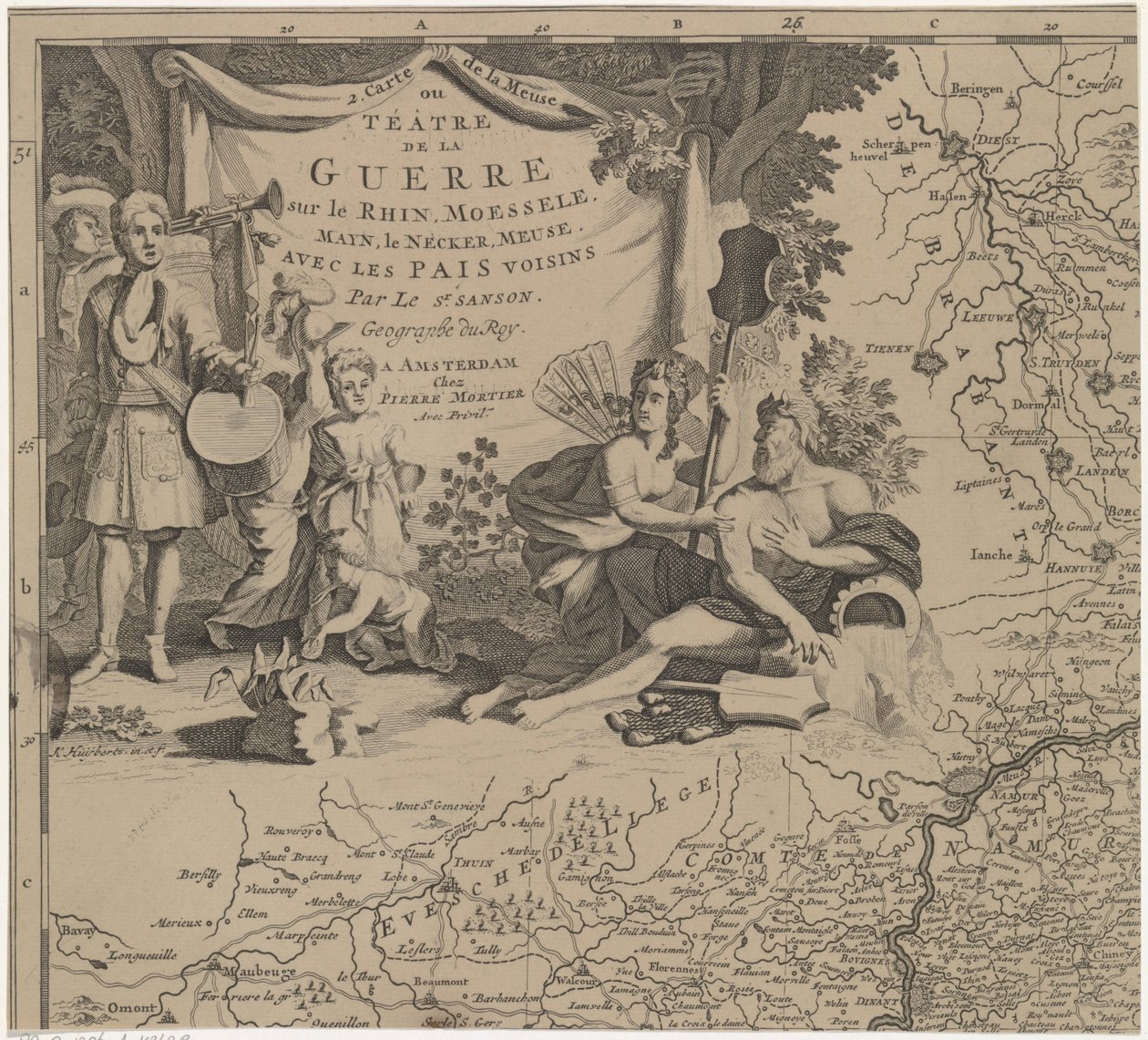Karte der Region östlich und südlich von Brüssel und der Grafschaft Namur (obere linke Seite) von Cornelis Huyberts