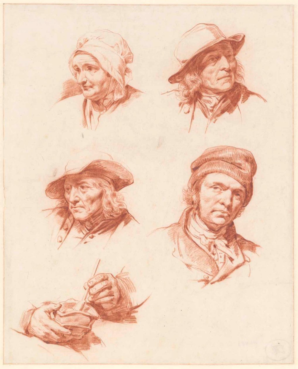 Ein Studienblatt mit Köpfen von Cornelis Kruseman