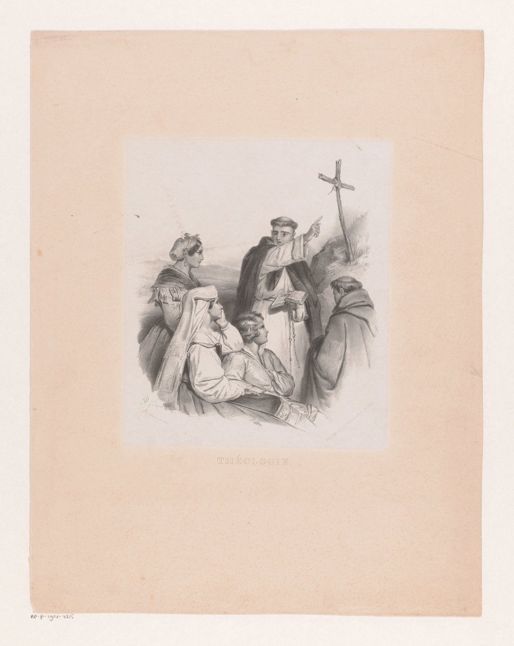 Gesellschaft und Mönche bei einem Kreuz von Cornelis Kruseman