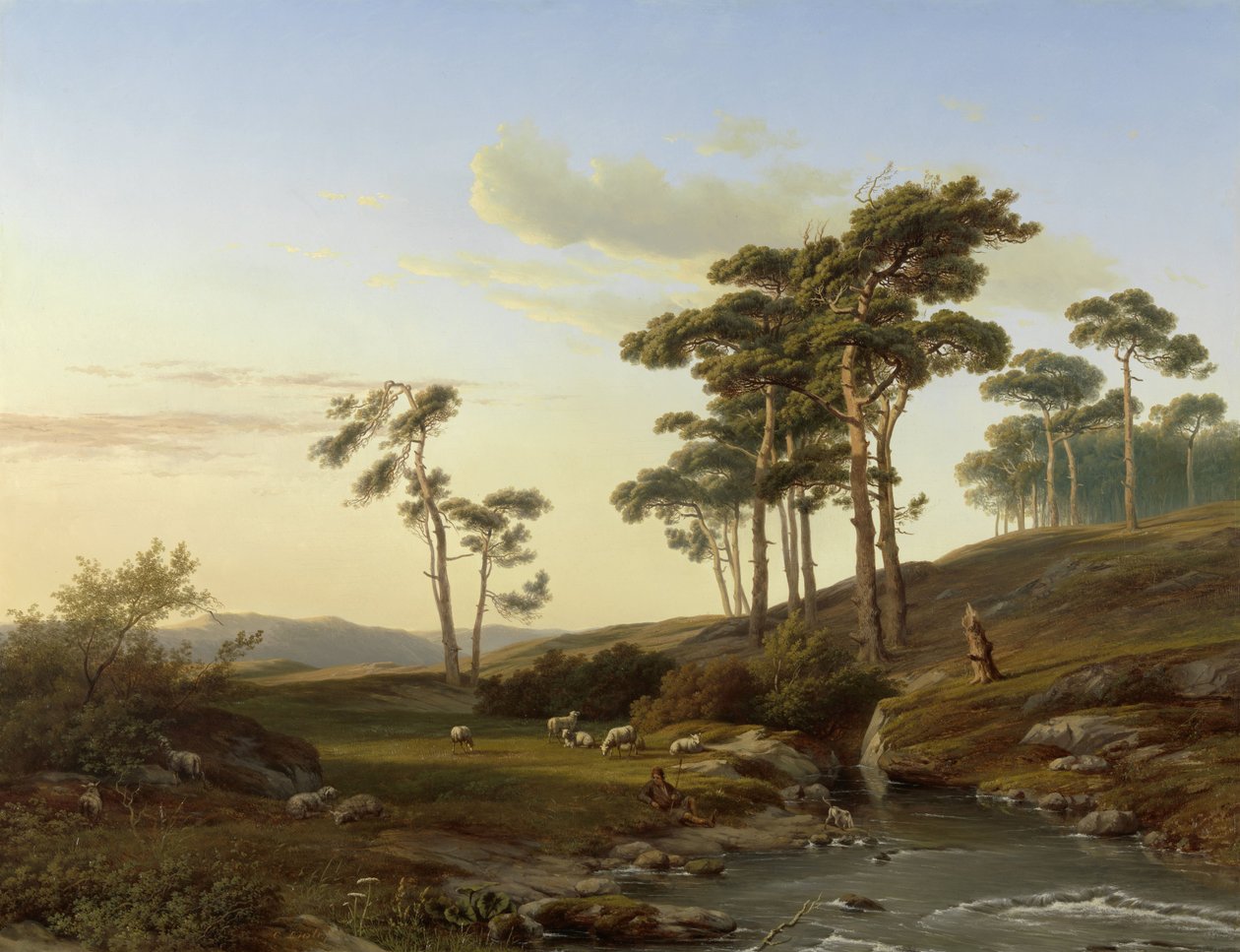 Abendstimmung mit Hirte von Cornelis Lieste (signed by artist)