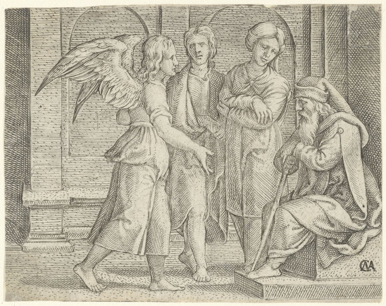 Tobias und der Engel bei Tobit und Anna von Cornelis Massijs