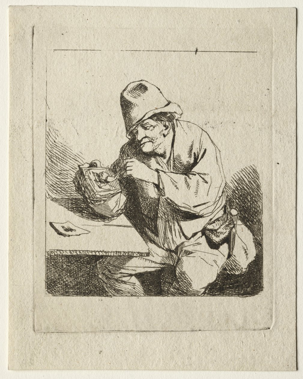 Bauer, der seine Pfeife anzündet von Cornelis Pietersz Bega