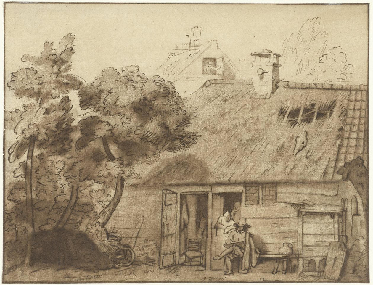 Zeichner vor Bauernhof von Cornelis Ploos van Amstel