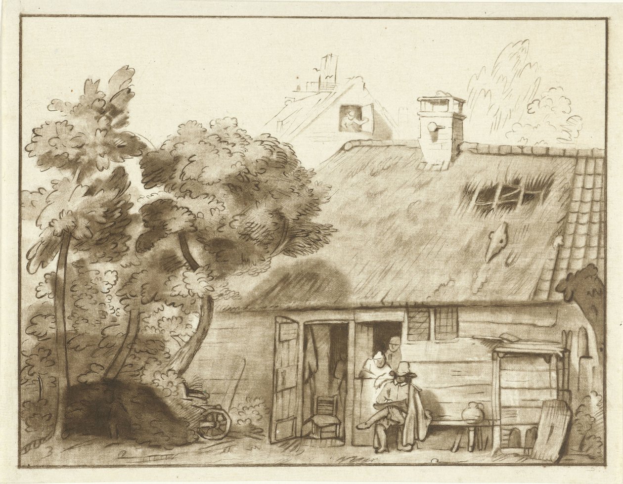 Zeichner vor Bauernhof von Cornelis Ploos van Amstel