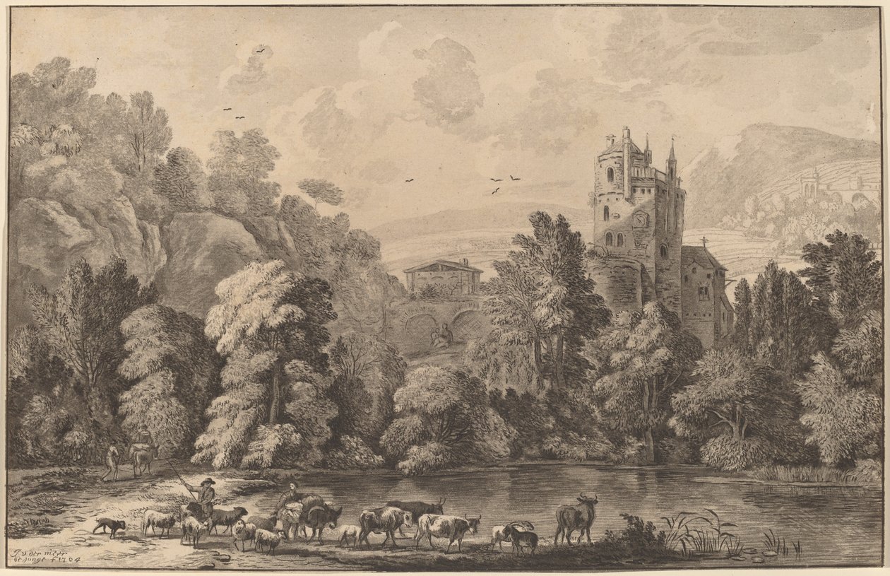 Tal mit einer alten Burg von Cornelis Ploos van Amstel