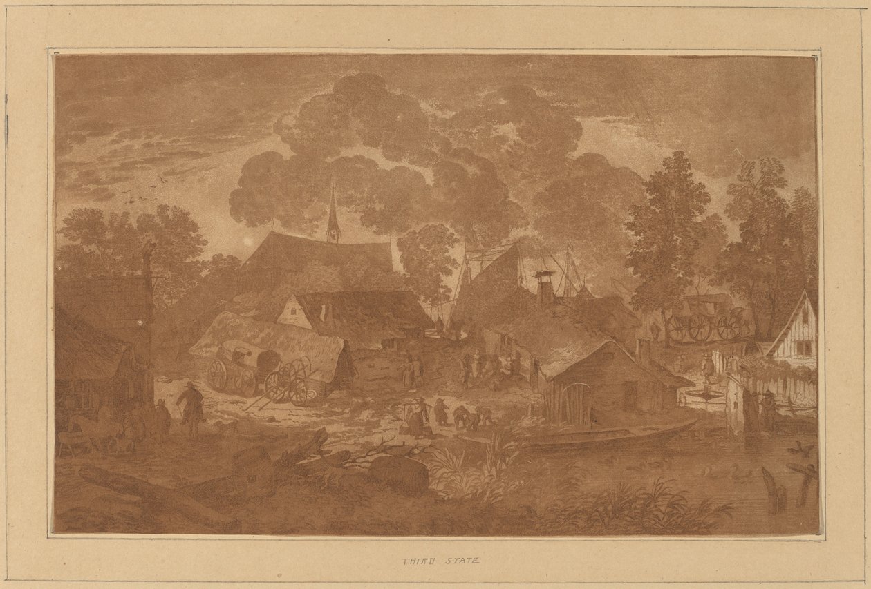 Dorf mit Teich von Cornelis Ploos van Amstel