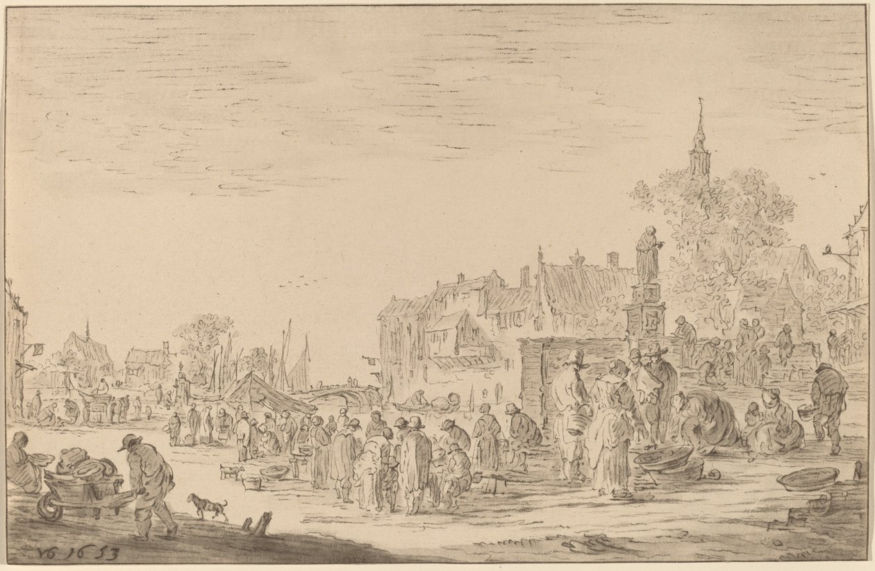 Fischmarkt von Cornelis Ploos van Amstel after Jan