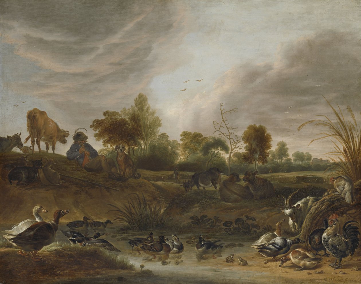 Landschaft mit einem Hirten von Cornelis Saftleven