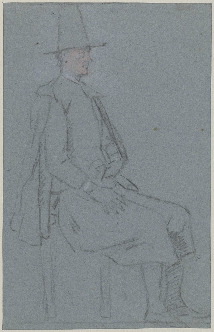 Sitzender Quäker, Profil nach rechts, mit einer Hand auf dem Oberschenkel von Cornelis Troost