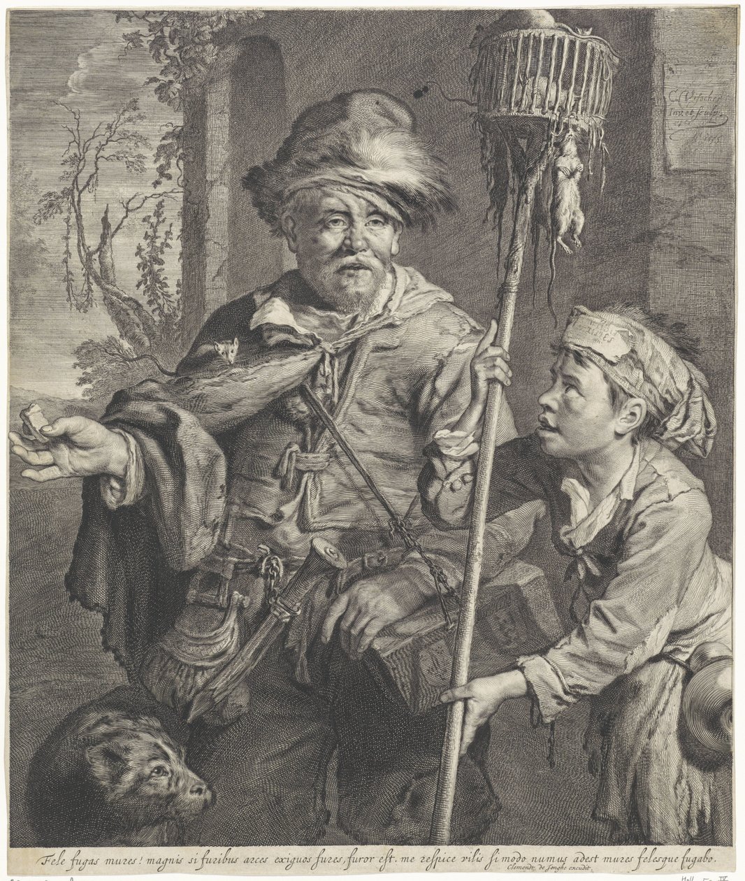 Der Rattenfänger mit seinem Knecht von Cornelis Visscher (II)