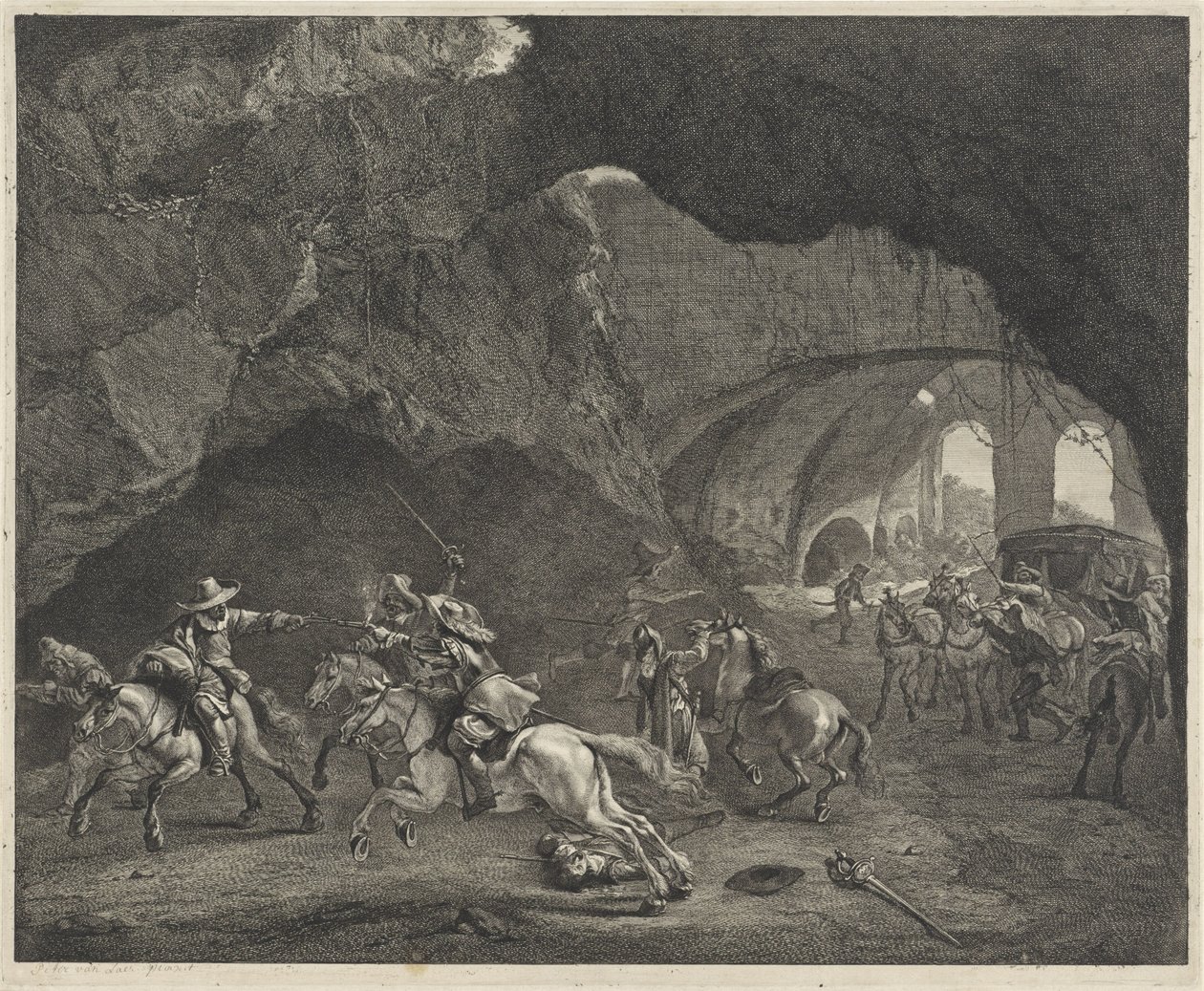 Pistolenschuss während eines Überfalls von Cornelis Visscher (II)