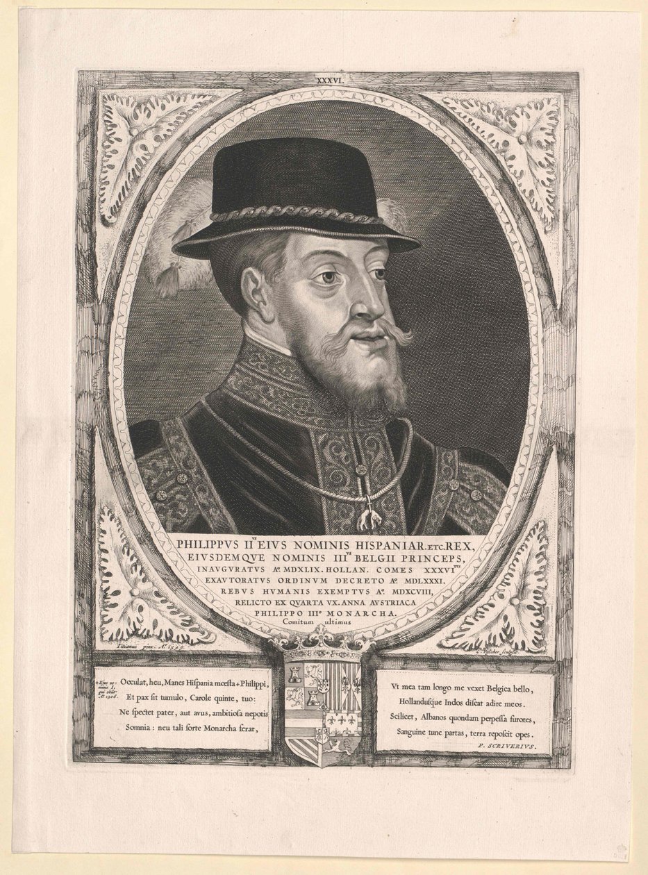 König von Spanien Philipp II. (Druck) von Cornelis Visscher
