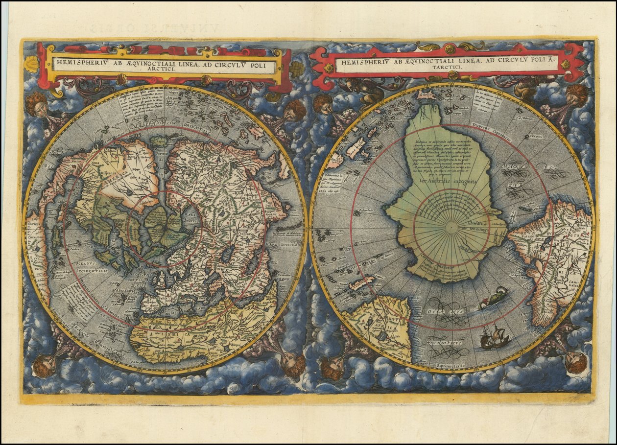 Hemispheriu ab Aequinoctiali Linea, ad Circulu Poli Arctici, 1593 von Cornelis de Jode