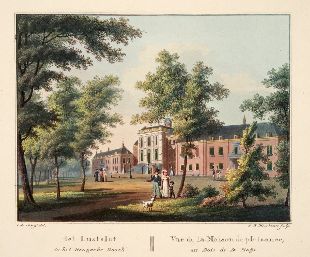 Het Lustslot im Haagsche Bosch. Vue de la Maison de plaisance, au Bois de la Haije, 1825 von Cornelis de Kruyff