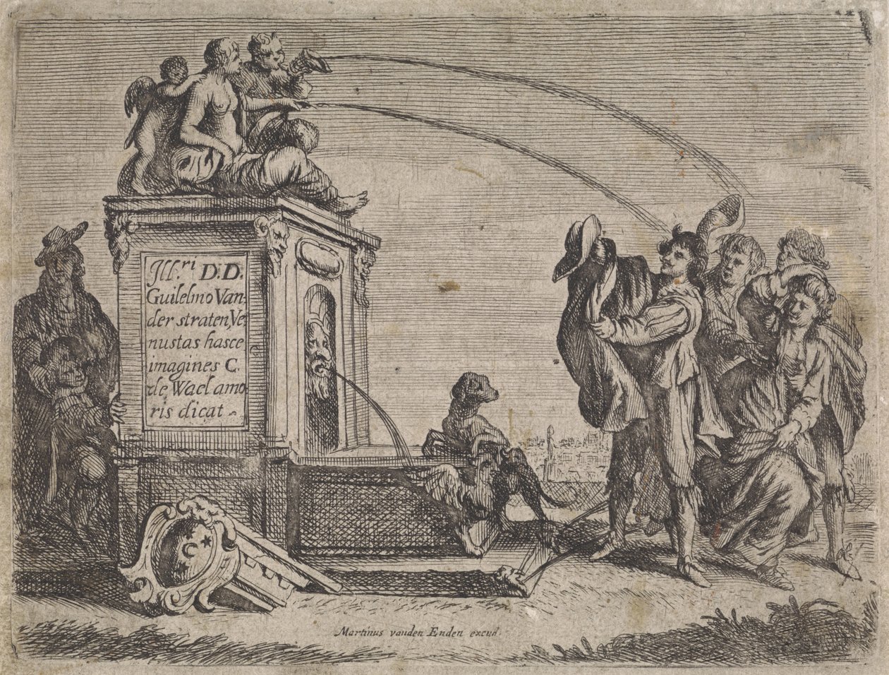 Gruppe von Menschen bei einem Brunnen von Cornelis de Wael