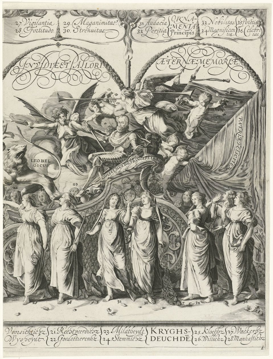 Triumphzug von Wilhelm von Oranien, Platte d (Triumphwagen des berühmten Wilhelm von Oranien) von Cornelis van Kittensteyn