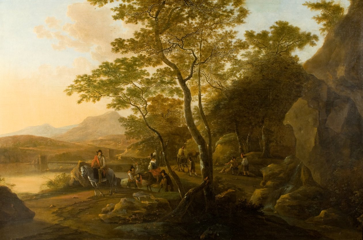 Landschaft mit Figuren, c.1655-1710 von Cornelis van Swanenburgh