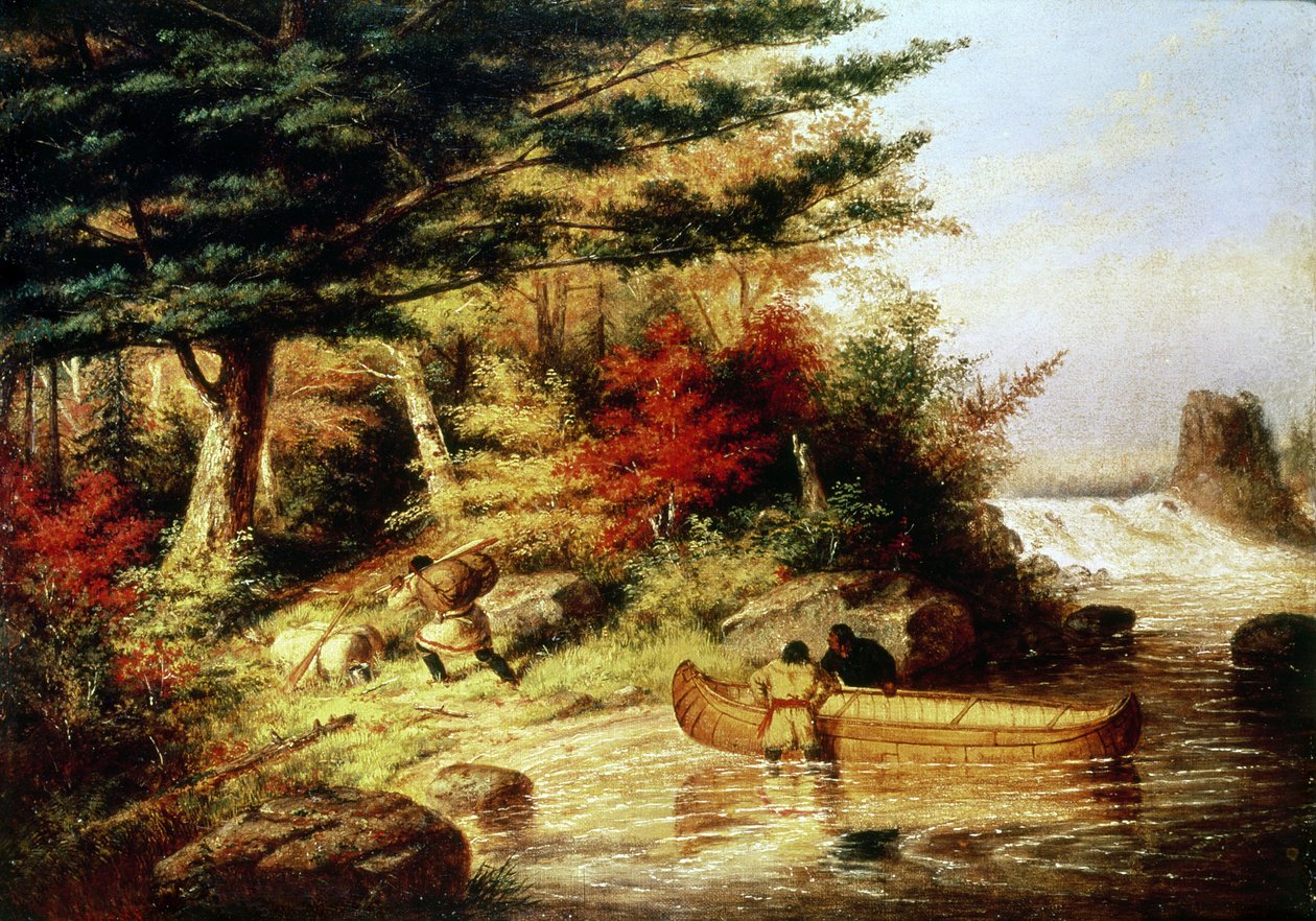 Indianer transportieren Pelze durch die kanadische Wildnis, 1858 von Cornelius Krieghoff
