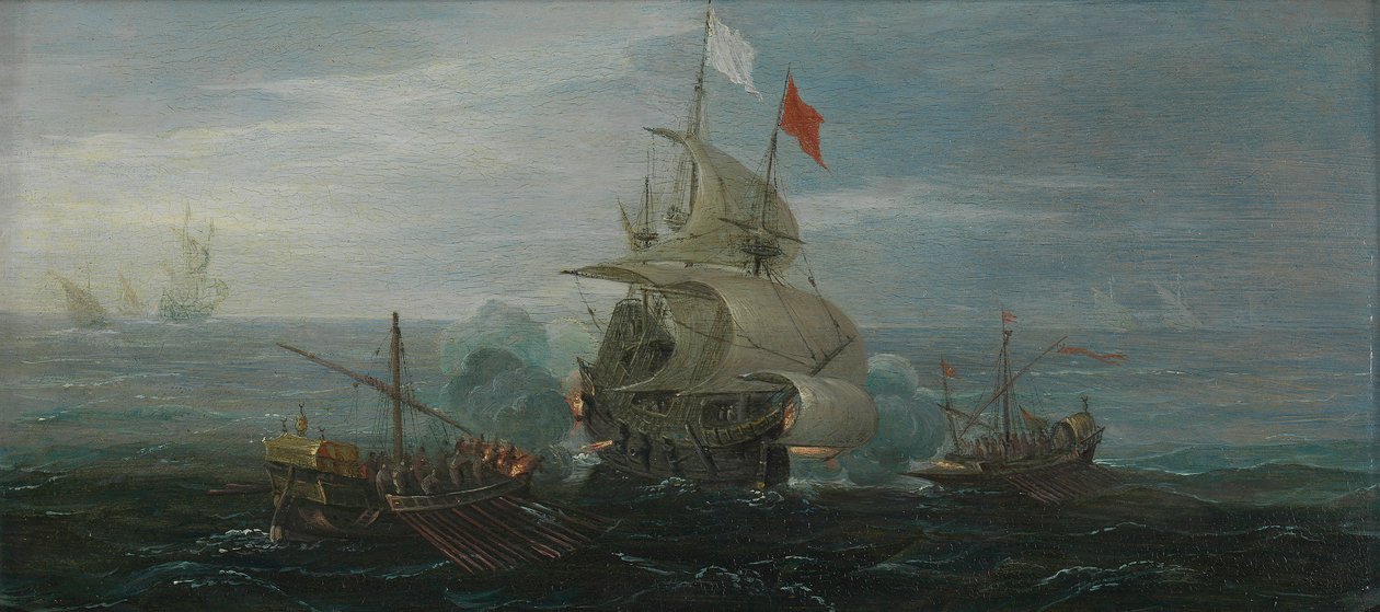 Ein französisches Schiff und Barbarenpiraten, ca. 1615 von Cornelius Bol