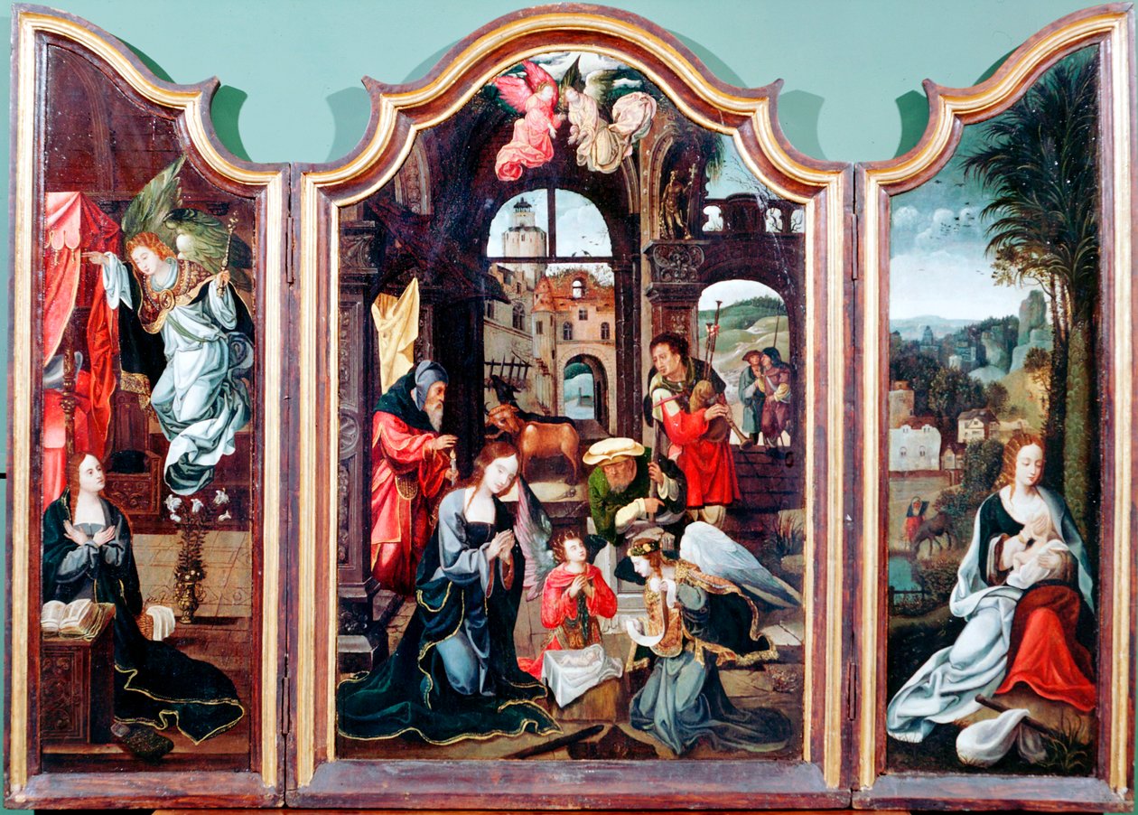 Anbetung der Hirten, Triptychon, spätes 15. bis frühes 16. Jahrhundert von Cornelius Engebrechtsz
