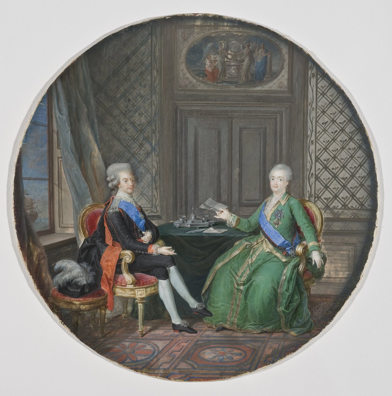 König Gustav III. von Schweden und Katharina II. von Russland in Fredrikshamn von Cornelius Hoyer