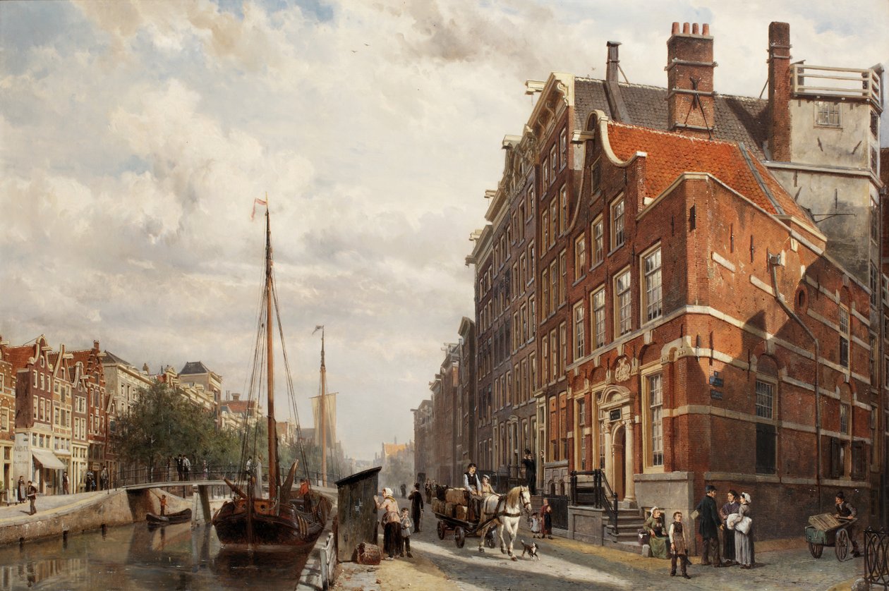 Ansicht des Makelaers Comptoir an der Nieuwezijds Voorburgwal, Amsterdam, 1883 von Cornelis Springer